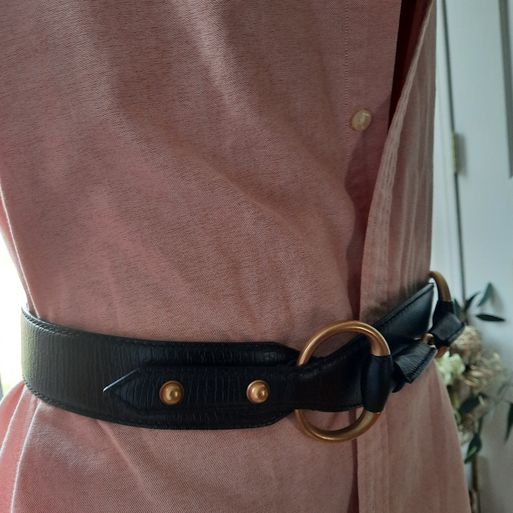 Gucci Women's Black 1955 Horsebit Wide Leather Belt Size M - Picture 6 of 16